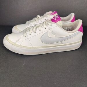 Nike Court Legacy Classic Retro White Pink Leather Big Kids Sneaker Shoe Size 5Y